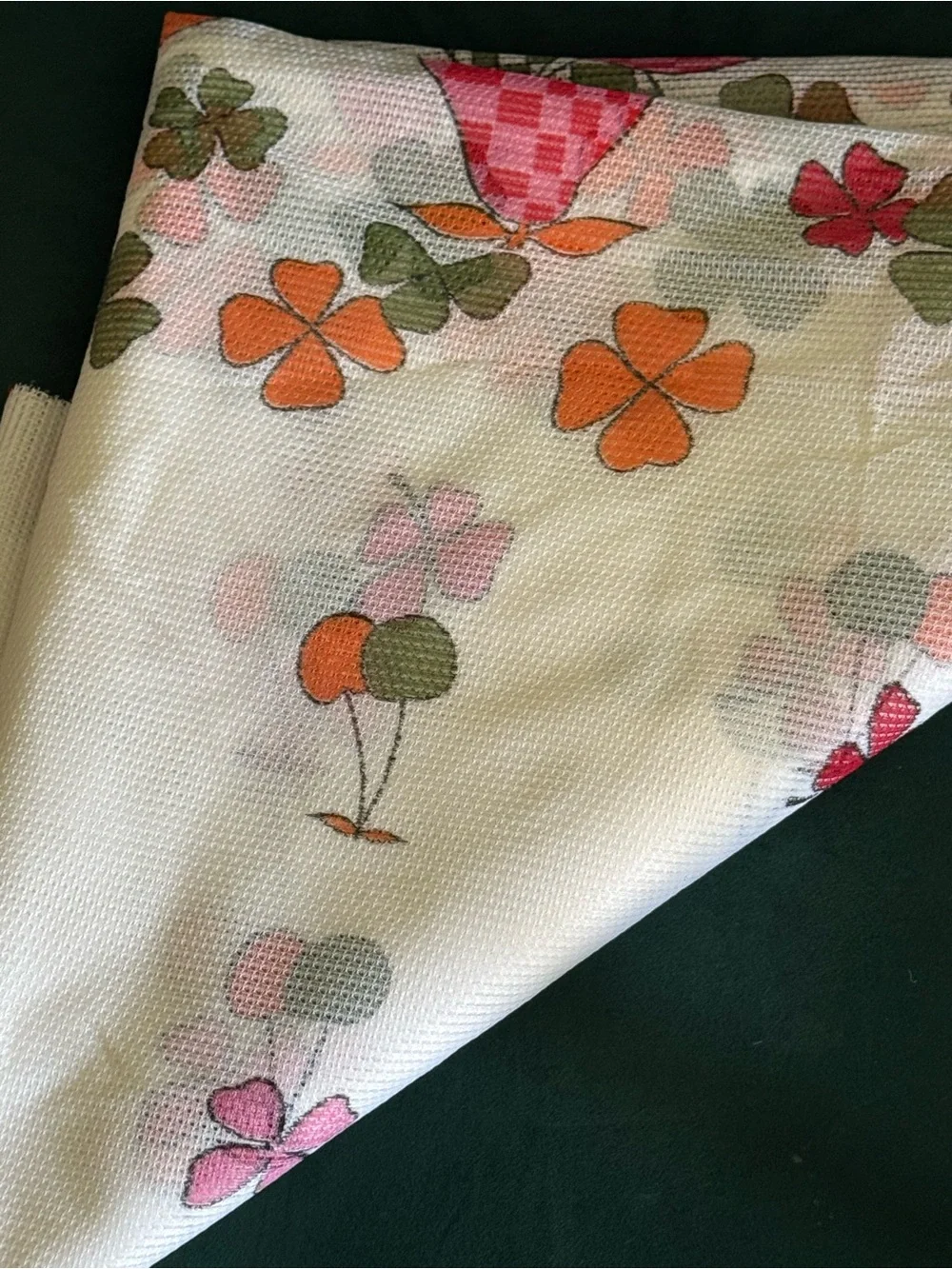 Material Fabric Fruit Print White Transparent